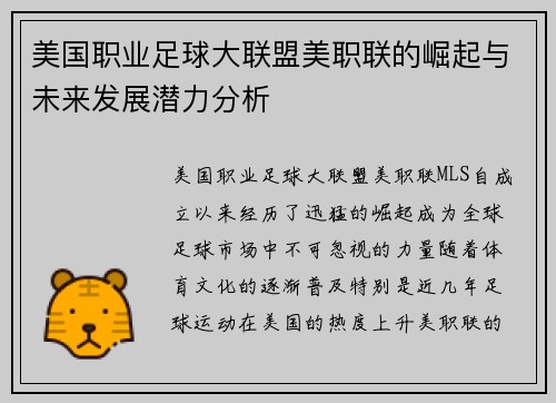 美国职业足球大联盟美职联的崛起与未来发展潜力分析